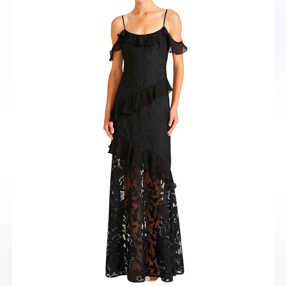 ML Monique Lhuillier sienna tulle black gown size 10 new